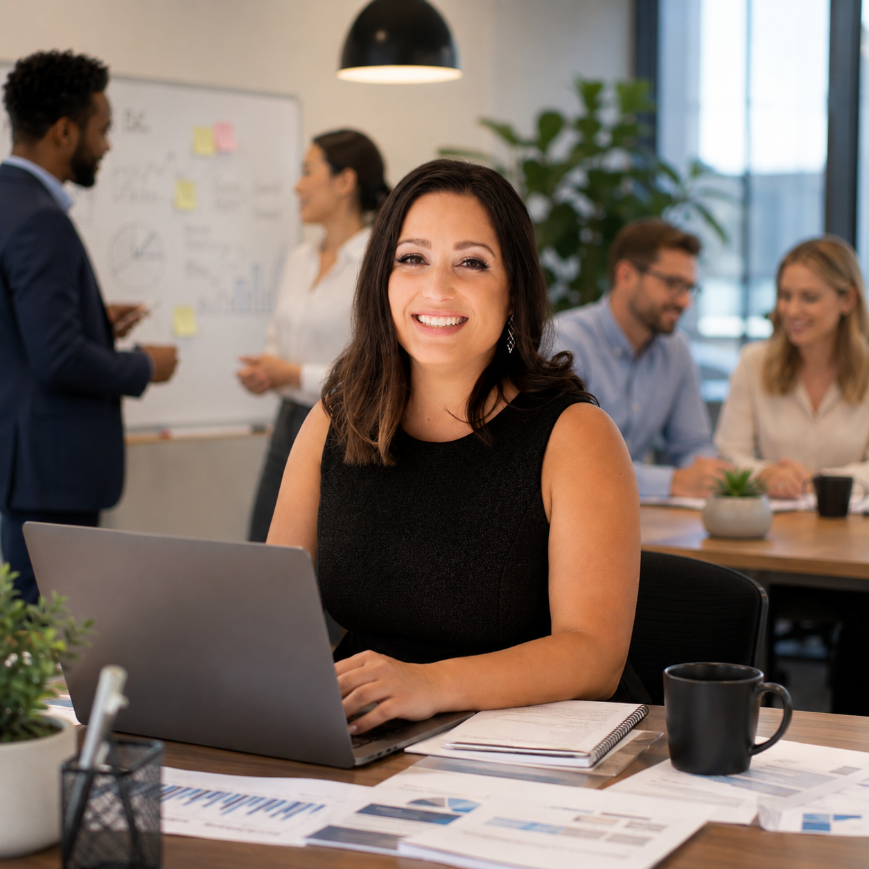 Confident Professional in Collaborative Office